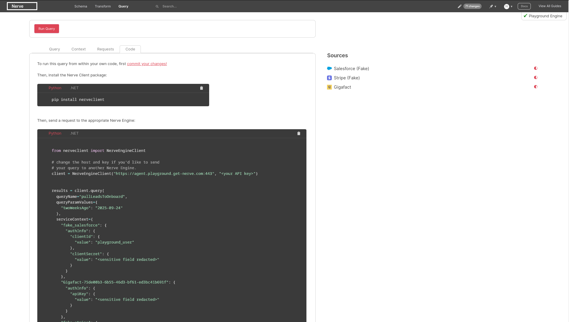A screenshot of the Nerve application